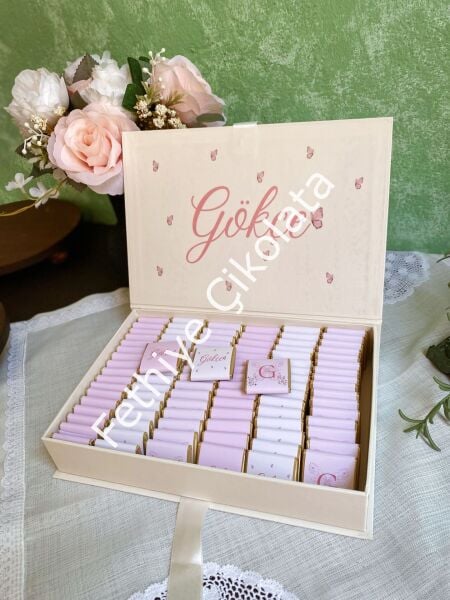 Mukavva Kurdeleli Dekoratif Çikolata Kutusu