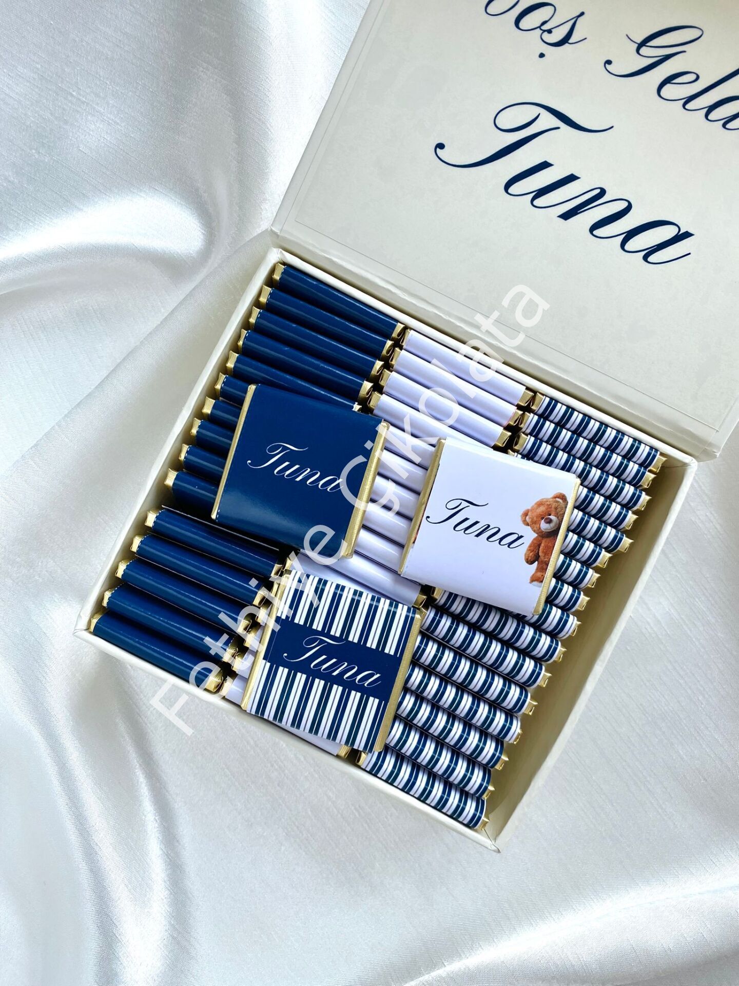 Erkek Bebek Mıknatıslı Kare Kutu