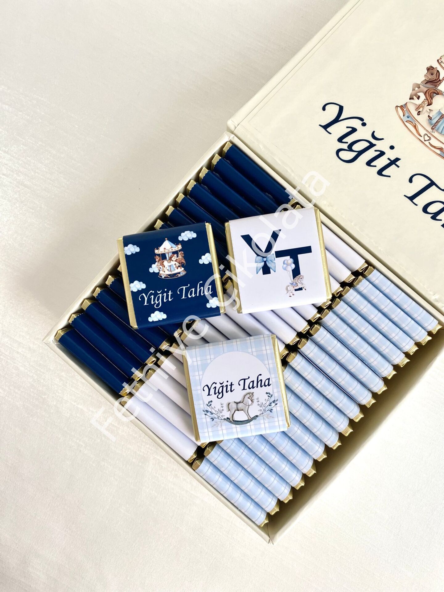 Erkek Bebek Mıknatıslı Kare Kutu