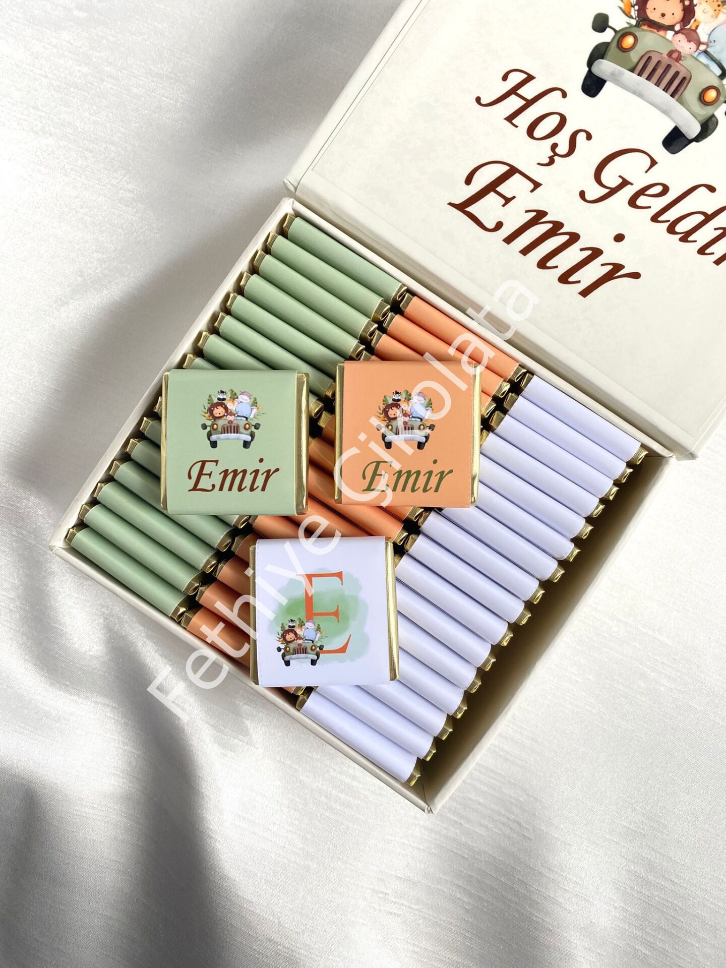 Erkek Bebek Mıknatıslı Kare Kutu