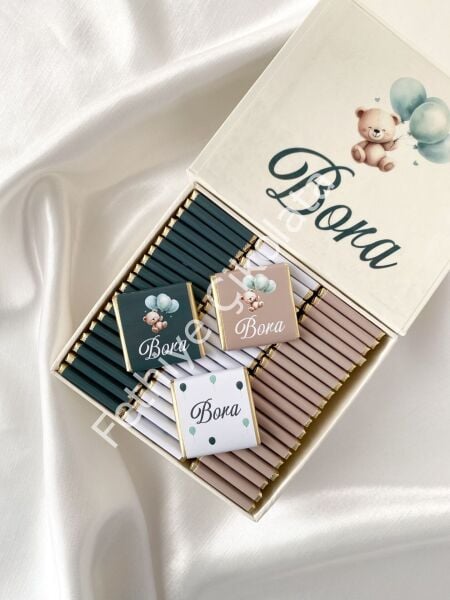 Erkek Bebek Mıknatıslı Kare Kutu