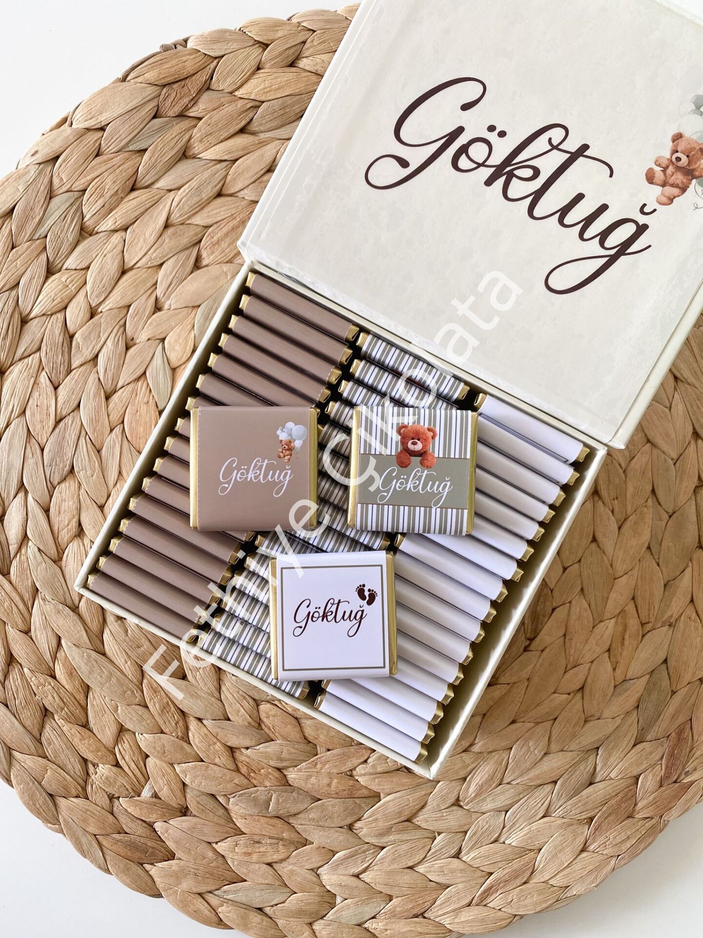 Erkek Bebek Mıknatıslı Kare Kutu