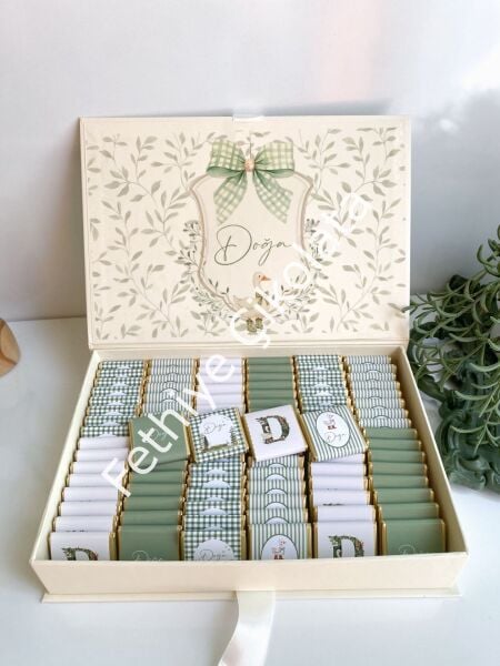 Mukavva Kurdeleli Dekoratif Çikolata Kutusu