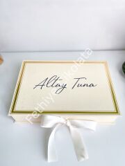 Mukavva Kurdeleli Dekoratif Çikolata Kutusu