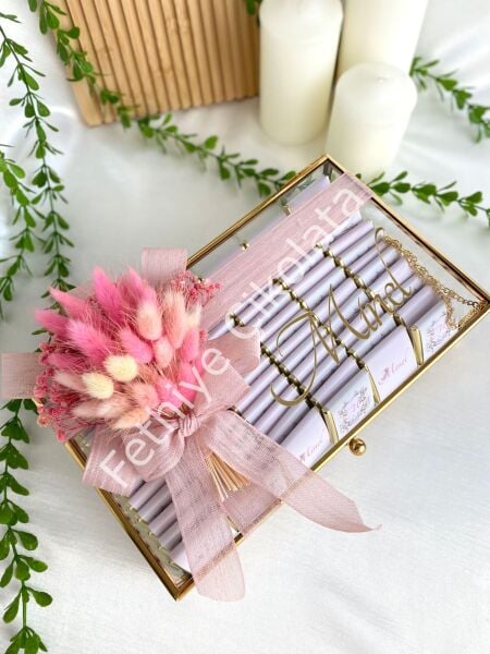 Çiçekli Kız Cam Çikolata Kutusu