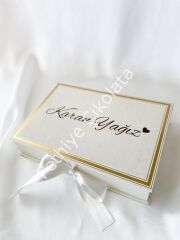 Mukavva Kurdeleli Dekoratif Çikolata Kutusu