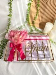 Çiçekli Kız Cam Çikolata Kutusu