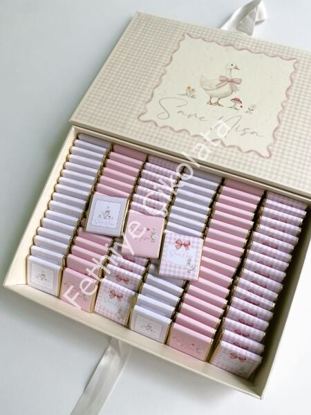 Mukavva Kurdeleli Dekoratif Çikolata Kutusu