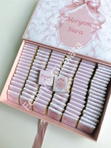 Mukavva Kurdeleli Dekoratif Çikolata Kutusu